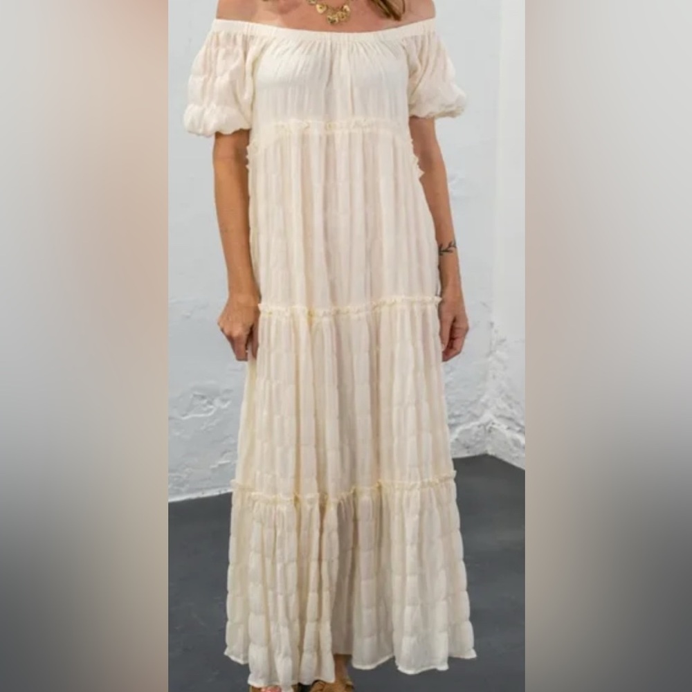 Umgee Cream Off-Shoulder Maxi Dress